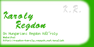 karoly regdon business card